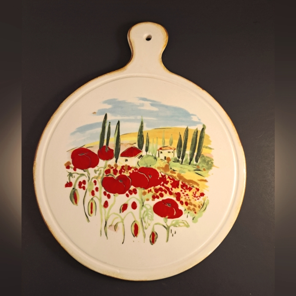 Vtg Sur La Table Italian Countryside Scene Trivet Cheese Tray. Made in Italy